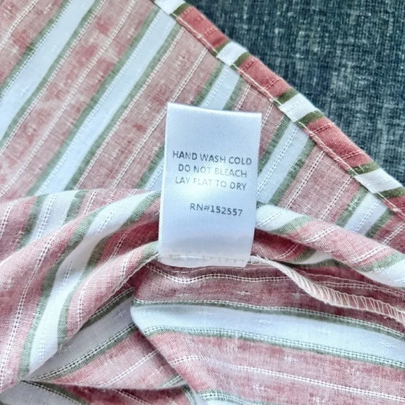 Polagram Blouse Women's Striped Flutter Sleeve Top Ruffles Cottagecore Boho M - Picture 5 of 6